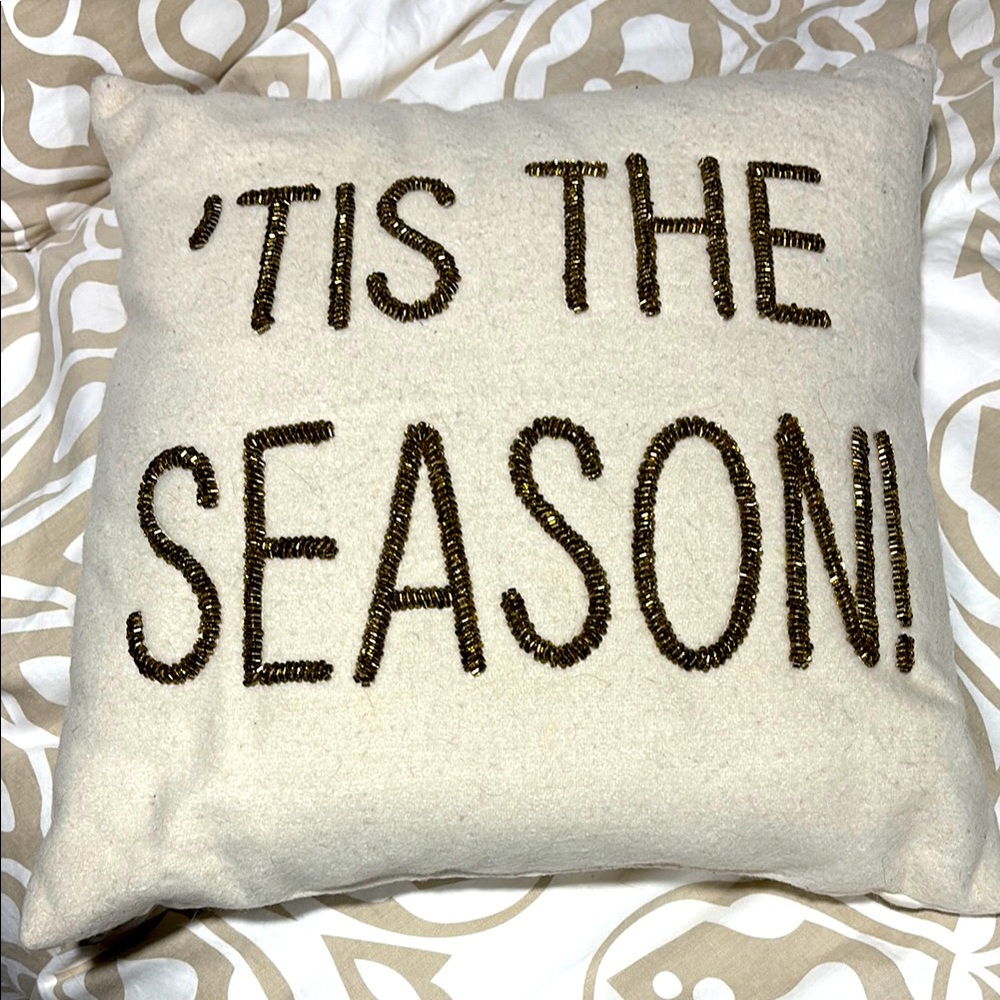 Holiday Throw Pillow with Gold Accents